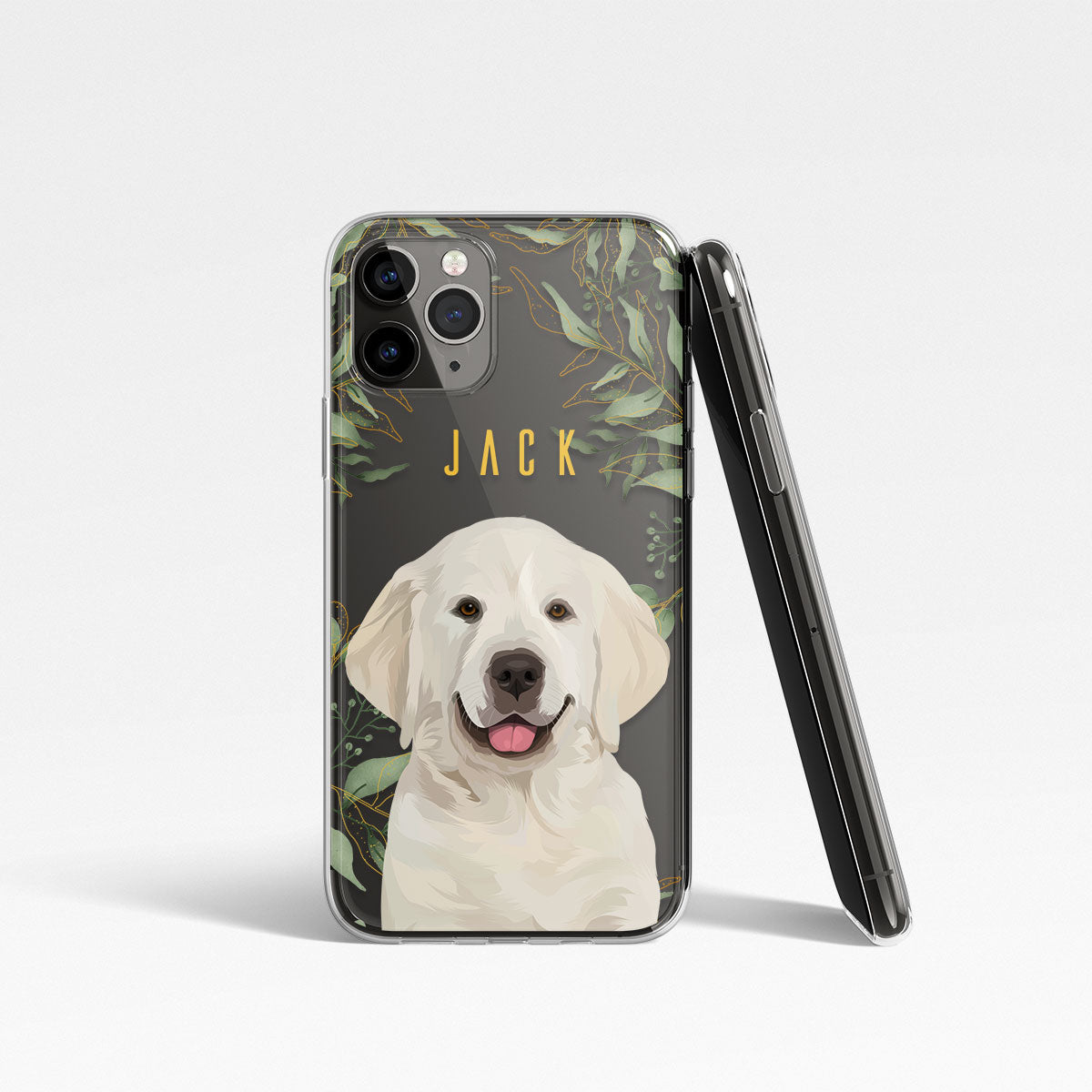 Custom Dog Clear Case - Leaves Pattern