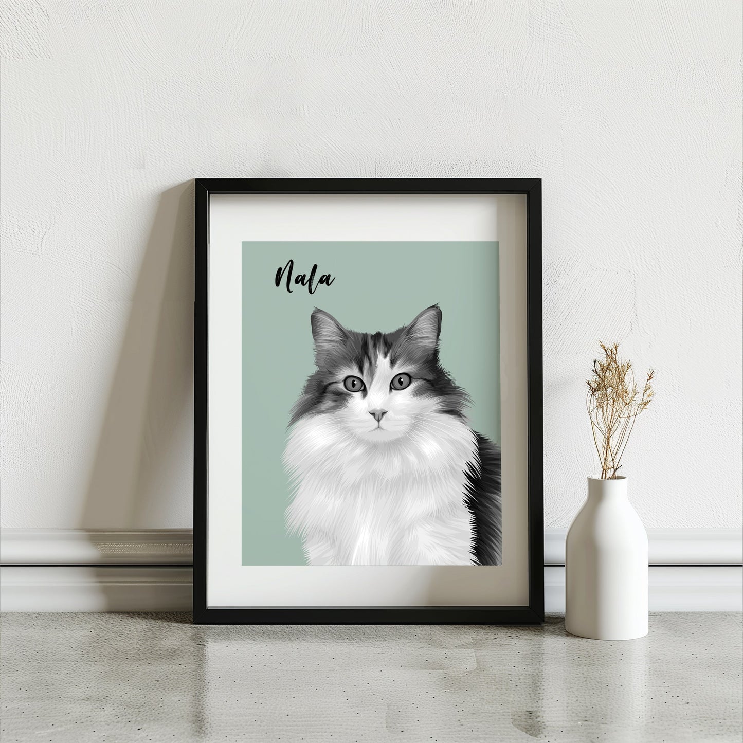 Custom Black & White Pet Portrait