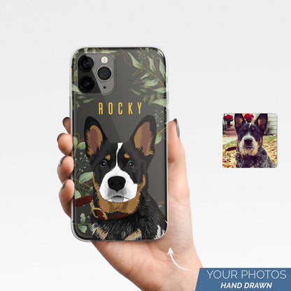 Custom Dog Clear Case - Leaves Pattern